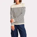 Pull beige et bleu marine
