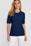 T-SHIRT BLEU EFFET MACRAME