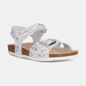 Sandales en cuir blanche avec des fleurs