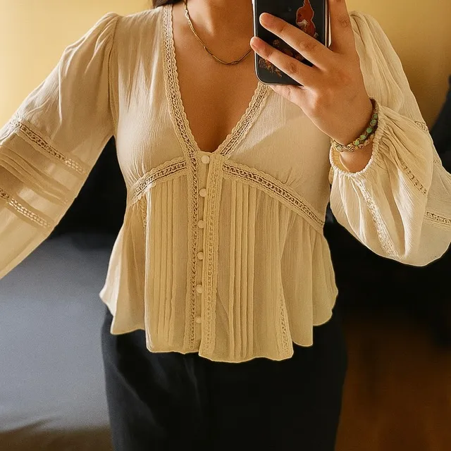 Blouse mango jaune pale
