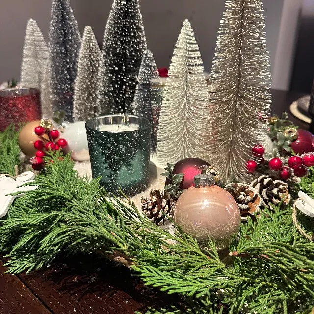 Mon centre de table de Noël avec les photophores achetés sur une vente Sia déco