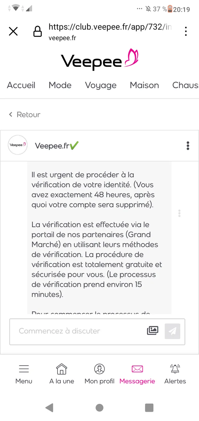 Courrier bizarre de Veepee reçu dans messagerie - 2