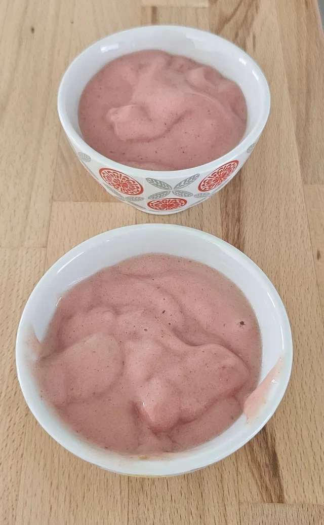 Glace minute framboise/ banane