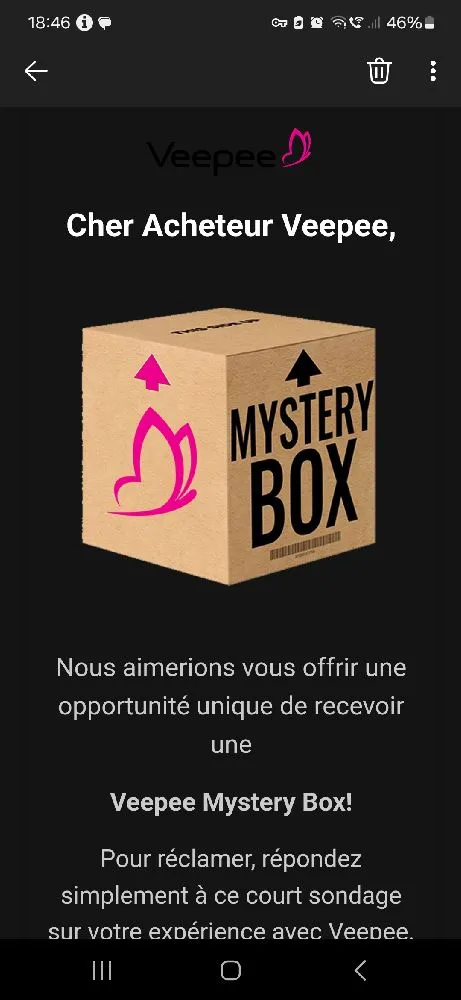 Alerte phishing : mail "mystery box"