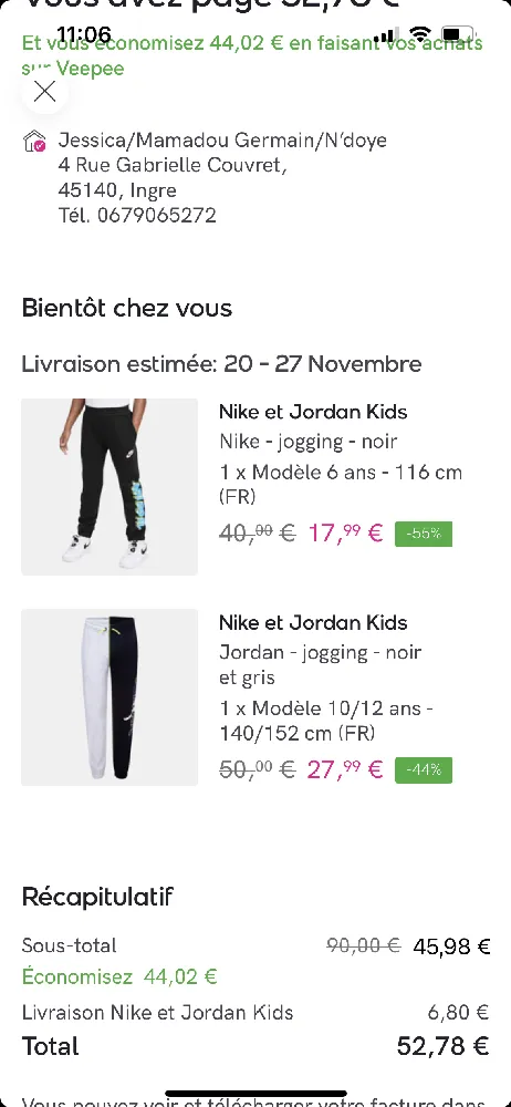 Nike et frais de port