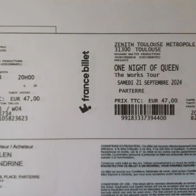 Commande one night of Queen