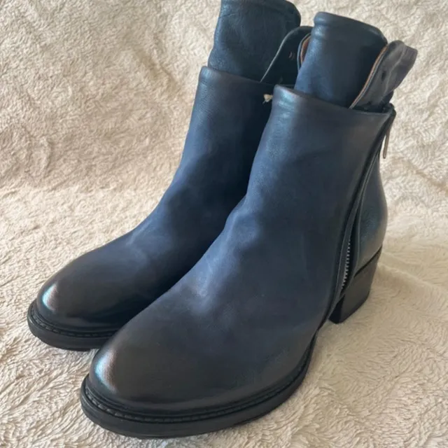 Bottines low boots bleu cuir as98