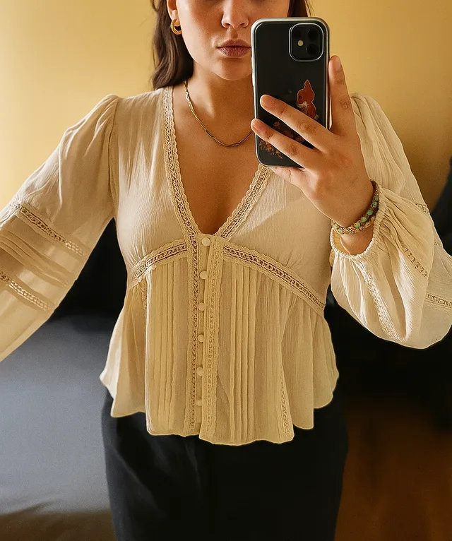 Blouse mango jaune pale