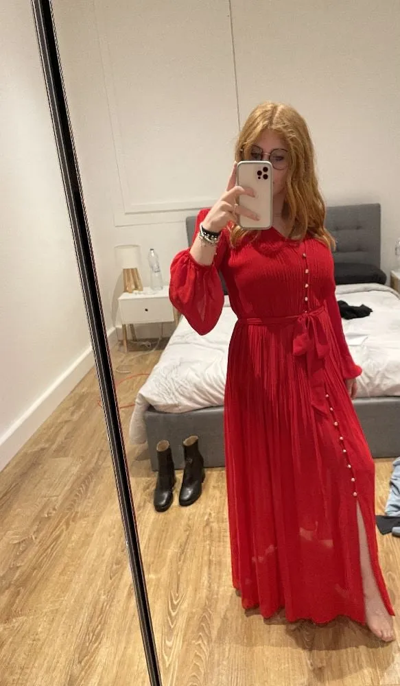 Robe longue rouge Maje