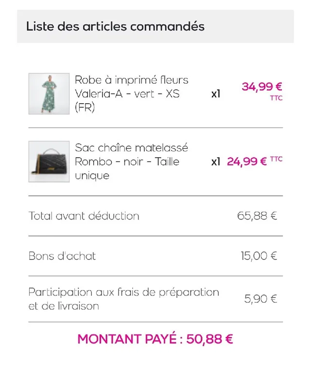 Commande Récente chez Mango