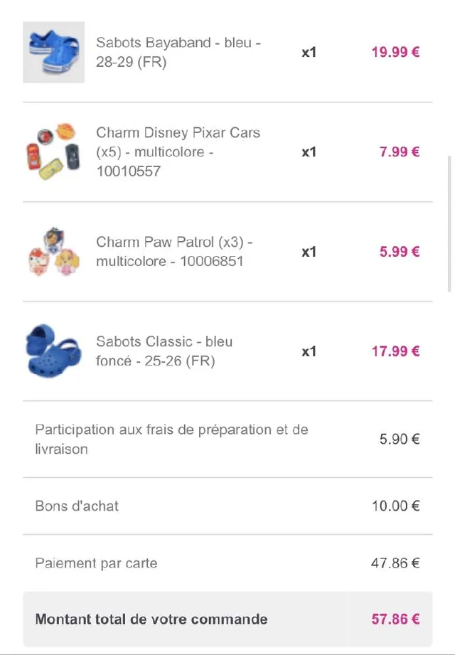 Commande Crocs