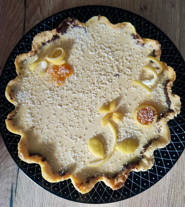 Tarte coco et panna cotta à la mangue (vente desserts des chefs)