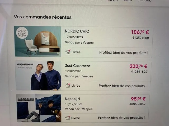 3 dernières commandes