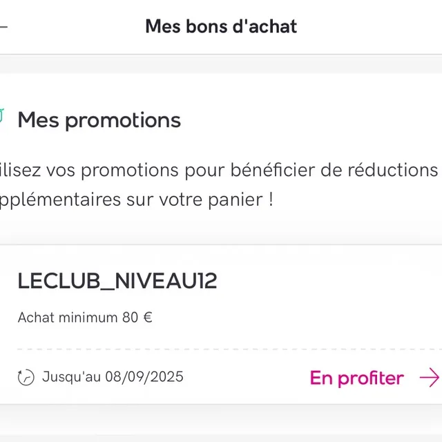 Bon d’achat club