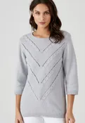 PULL GRIS COL ROND TORSADE