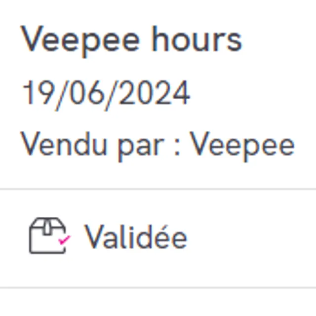 date de livraison VEEPEE HOURS