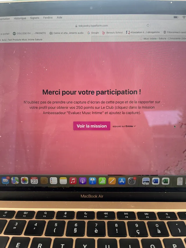 Participation au questionnaire Musc Intime