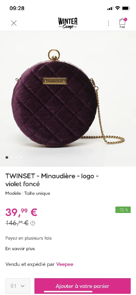 TWINSET- Minaudière -logo-violet foncé