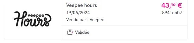 date de livraison VEEPEE HOURS