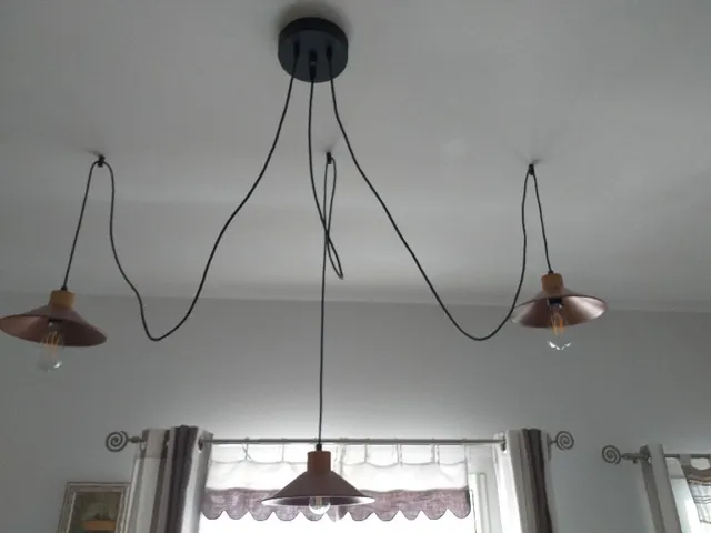 Lustres :  1 avec 3 ampoules et 4 avec 1 ampoule.